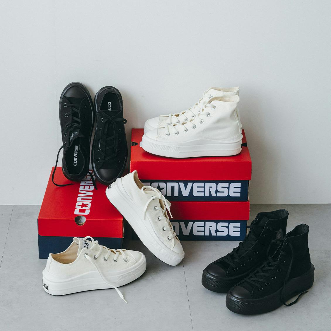 不朽のコンバースを、大人な厚底で