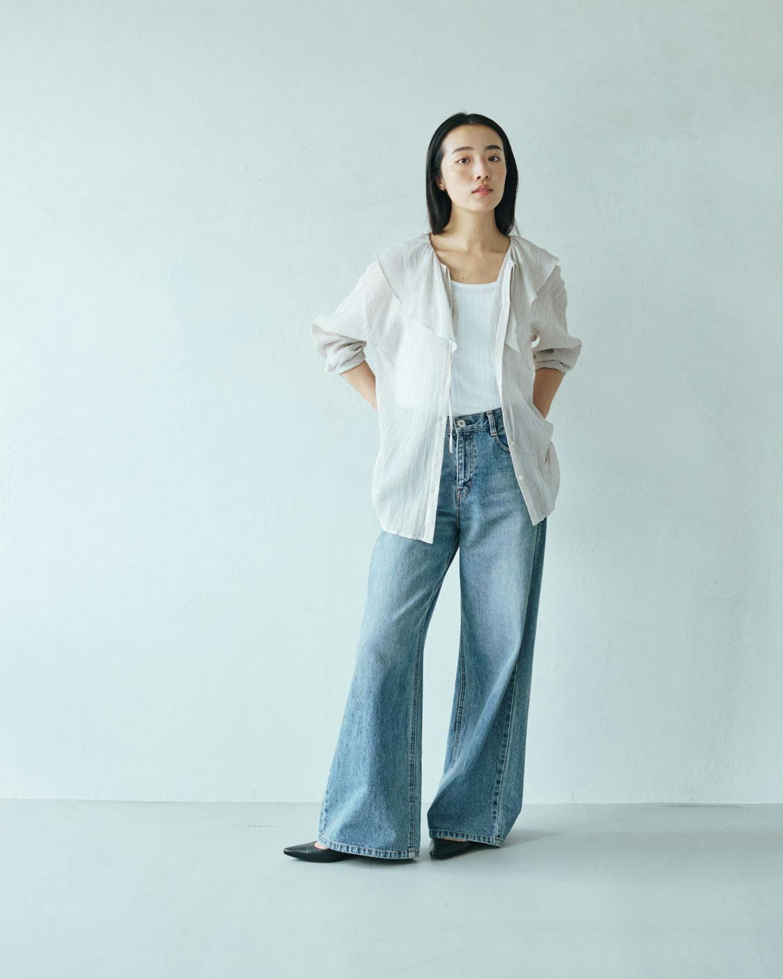 北欧暮らしの道具店　フリルカラーのブラウス 新商品】今から真夏まで大活躍。ほんのりシアーな「フリルカラー