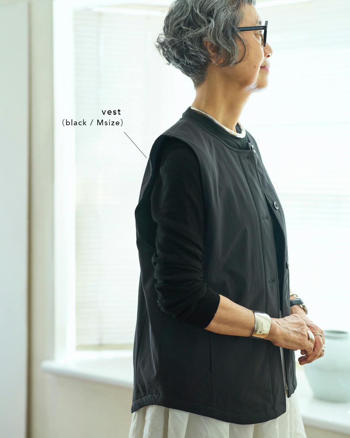 あの人が着てみたら】大人が欲しいベーシック。中綿ベスト付きの軽やか