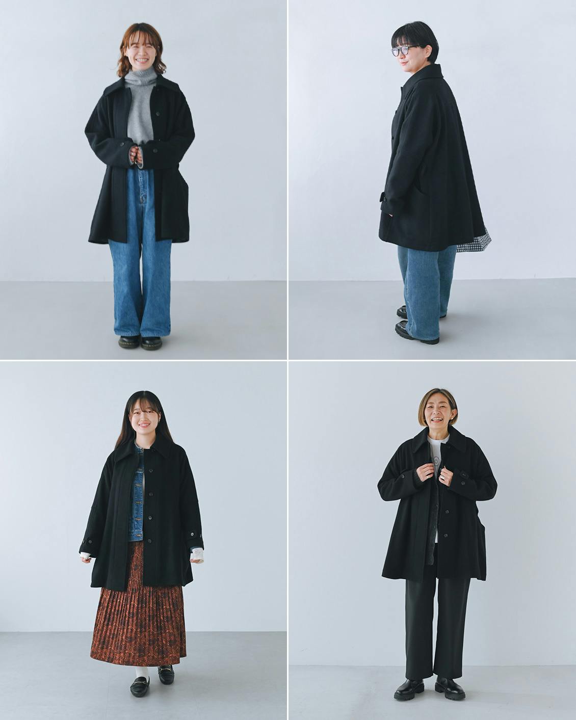 着用レビュー】foufouスタッフも一緒に6名がウールコートを着ました