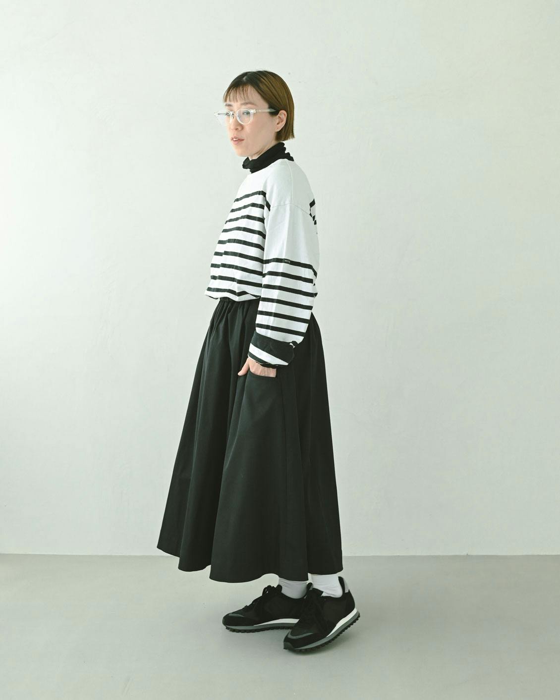 北欧、暮らしの道具店　香菜子さんとつくったフレアスカート　ベージュM 着用レビュー】香菜子さんとつくったフレアスカートをスタッフ4名が