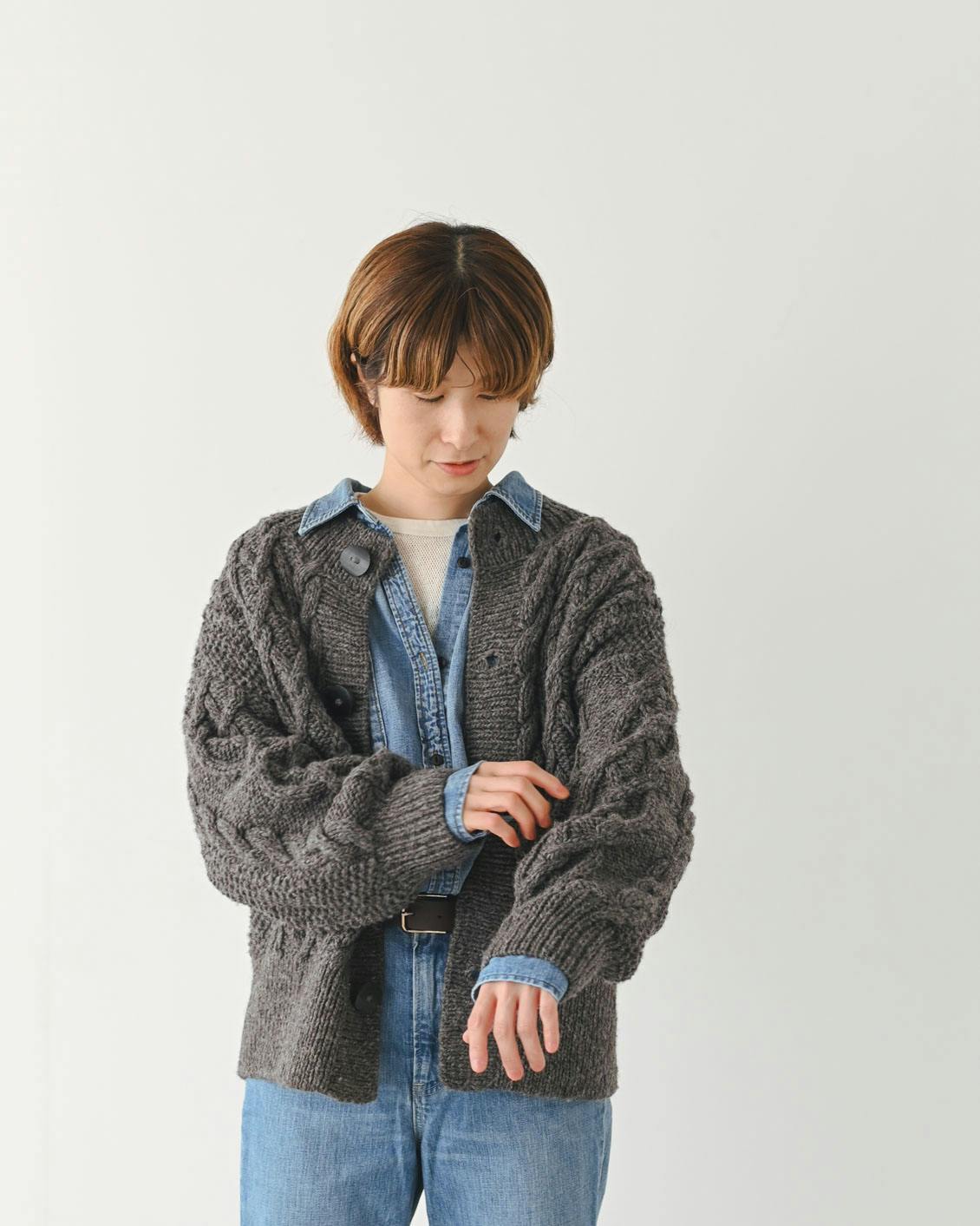 fanaka 　ペルーニットカーディガン　北欧暮らしの道具店 fanaka / ペルーニットカーディガン / オフホワイト・杢ブラウン