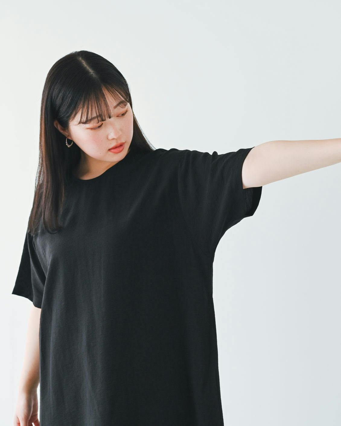 北欧、暮らしの道具店涼しさも、品のよさもハーフスリーブのボックスワンピース 涼しさも、品のよさも」ハーフスリーブのボックスワンピース
