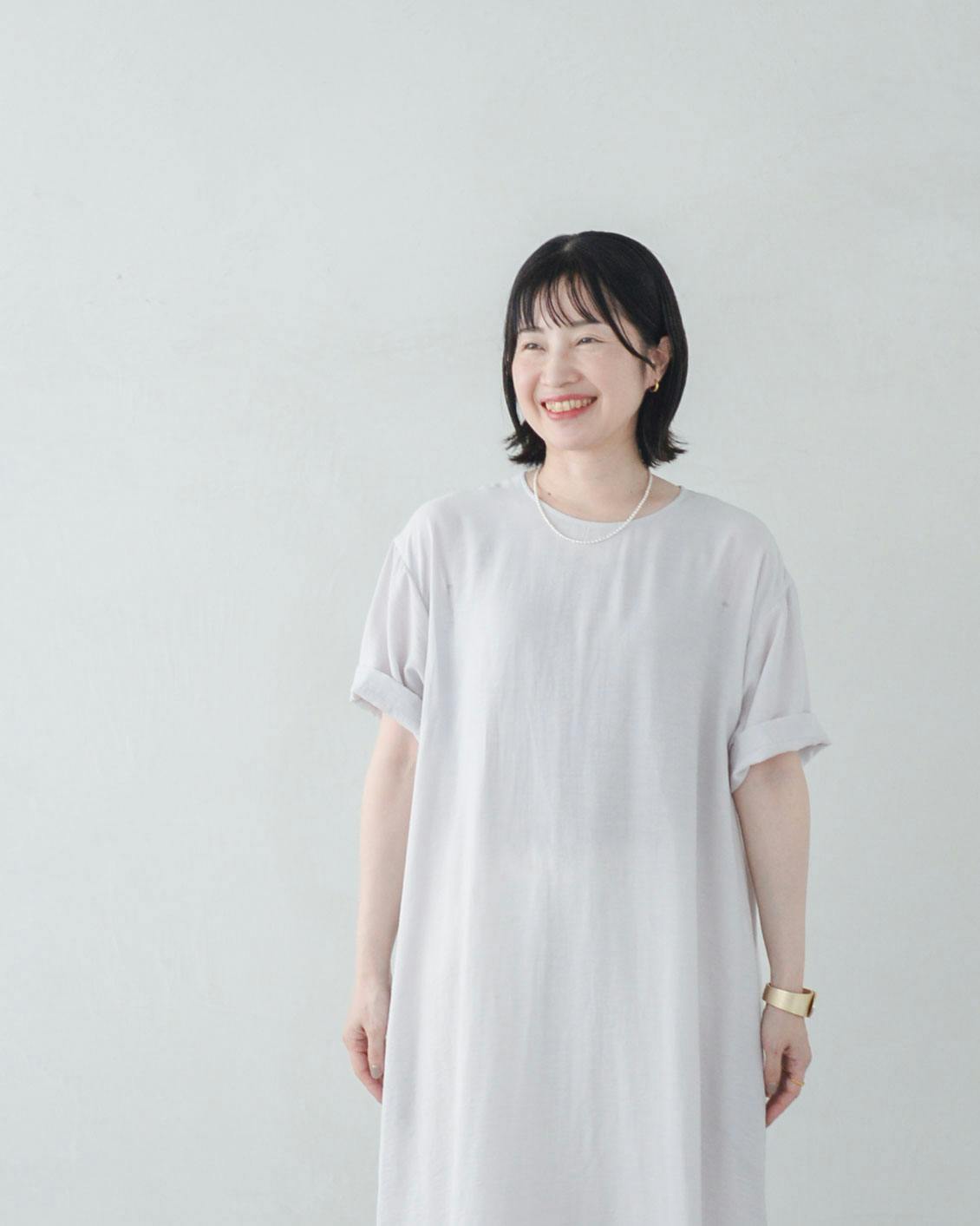 北欧、暮らしの道具店涼しさも、品のよさもハーフスリーブのボックスワンピース 涼しさも、品のよさも」ハーフスリーブのボックスワンピース