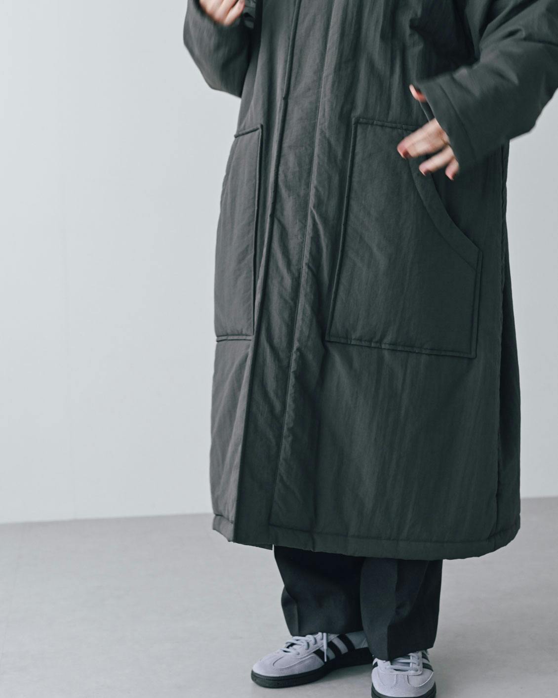 着用レビュー】āta（アタ）の中綿コートを身長の異なる3名が試着しま