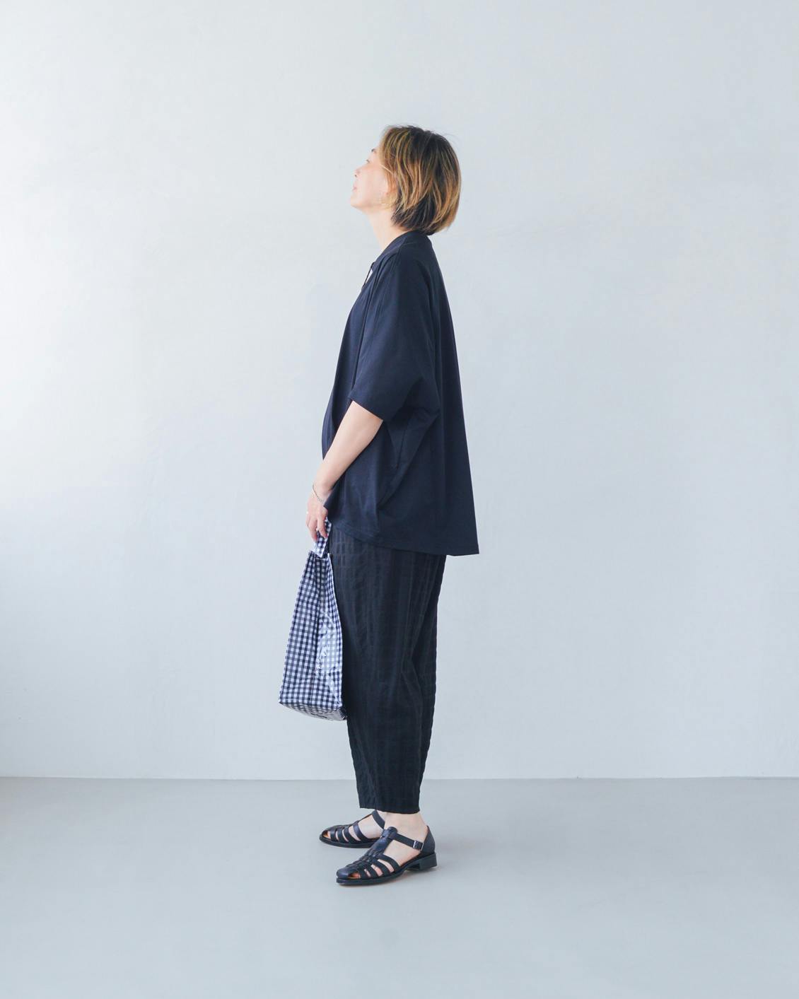 スタッフ着用レビュー】織柄チェックのとろみ素材イージーパンツを