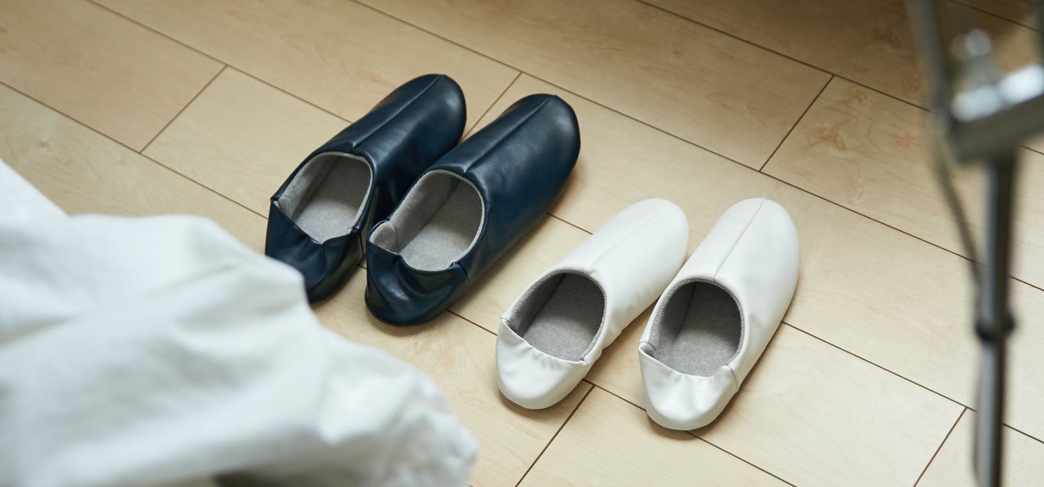 パイル仕立ての2WAYバブーシュ