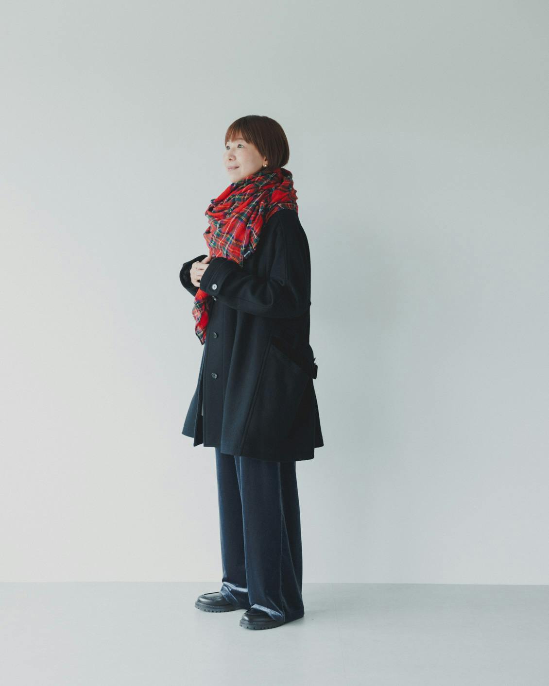 北欧暮らしの道具店バックベルトのウールコート / foufouコラボ 当店限定】「シックに、かろやか」バックベルトのウールコート
