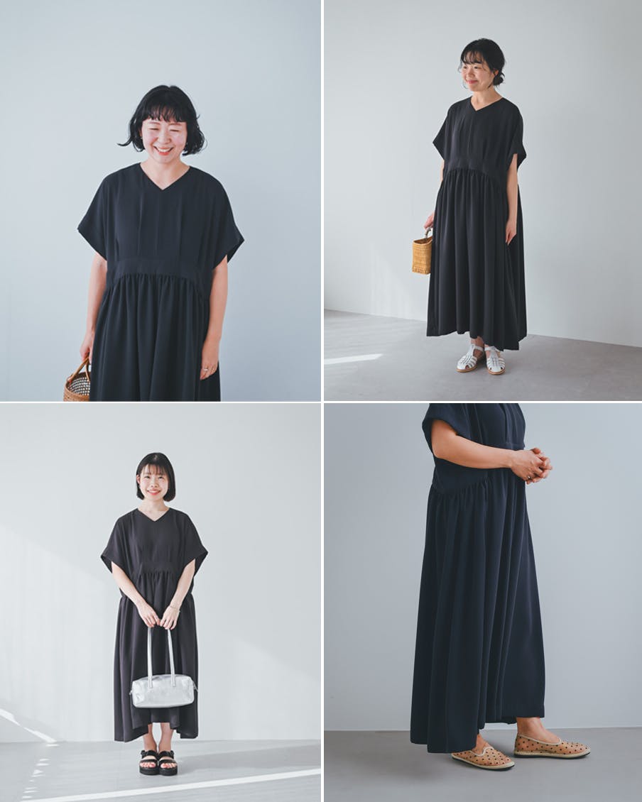 【着用レビュー】foufouのイージーギャザーワンピースを5名が試着しました